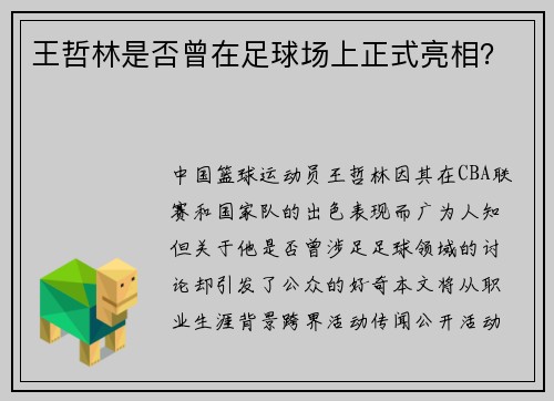 王哲林是否曾在足球场上正式亮相？